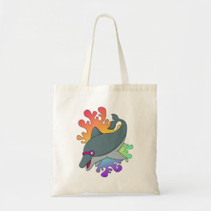 Tote Bag Dolphin at Swimming with Swimming goggles