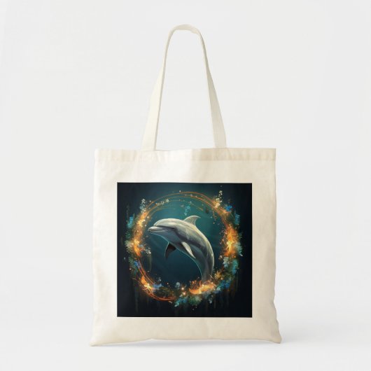 Tote Bag Dolphin or et bleu heureux (Devant)