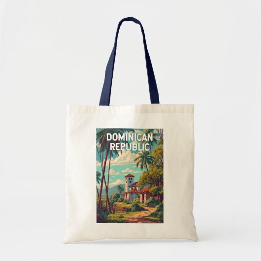 Tote Bag Dominican Republic Illustration Travel Art Vintage (Devant)