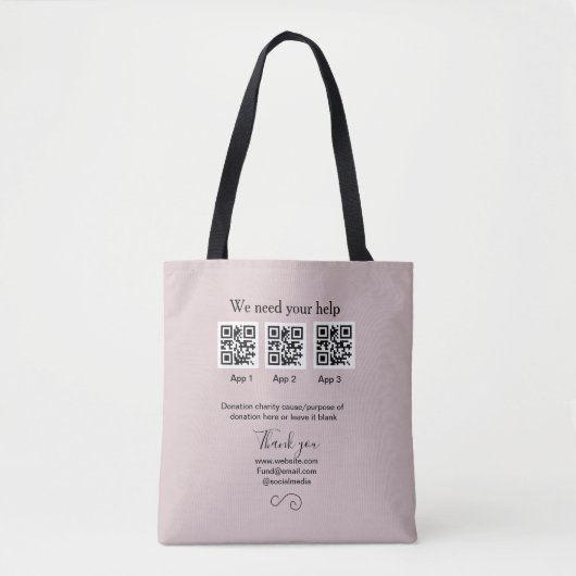 Tote Bag Donation Collection conseil pot ajouter votre q r  (Devant)