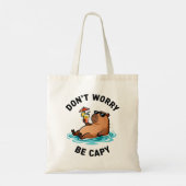 Tote Bag Don't Worry Be Capy Funny Capybara Pun (Dos)