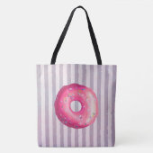 Tote Bag Donut With Pink Frosting And Sprinkles (Devant)