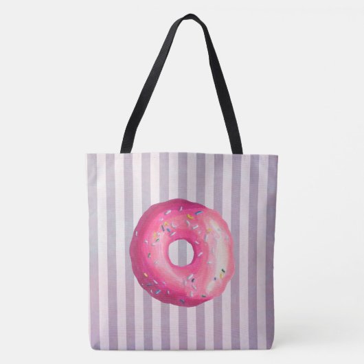Tote Bag Donut With Pink Frosting And Sprinkles (Devant)