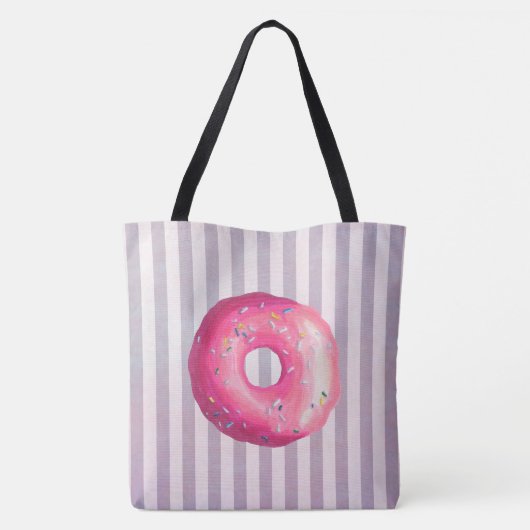 Tote Bag Donut With Pink Frosting And Sprinkles (Dos)