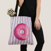 Tote Bag Donut With Pink Frosting And Sprinkles (De près)