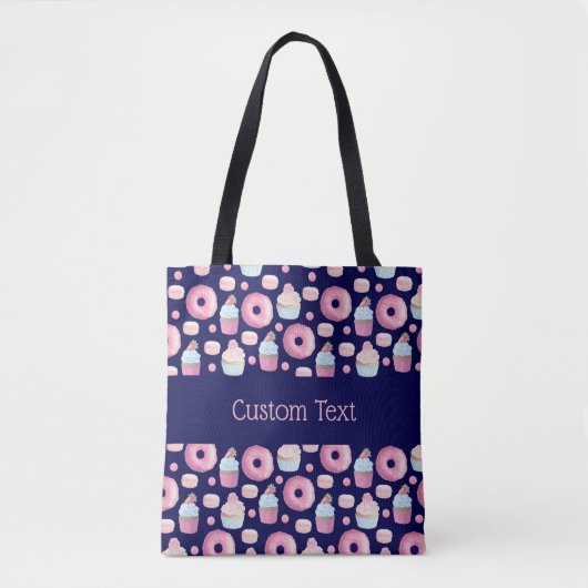 Tote Bag Donuts, cupcakes et macarons (Devant)