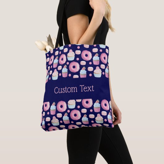 Tote Bag Donuts, cupcakes et macarons (De près)