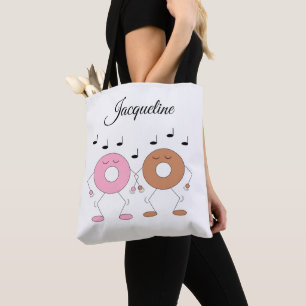 Tote Bag Donuts dansants blancs