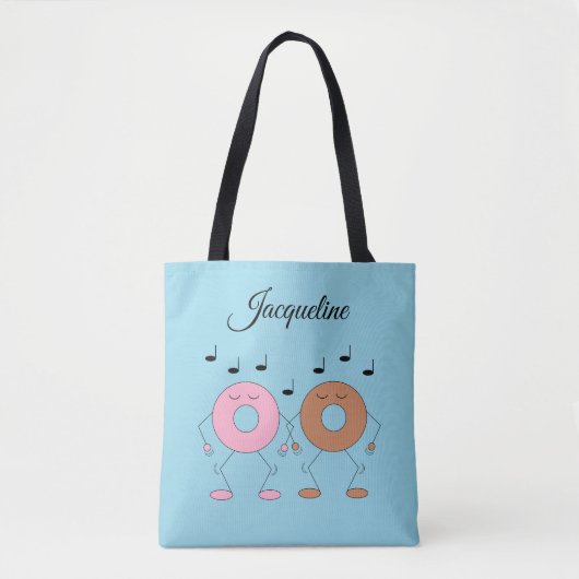 Tote Bag Donuts Dansants Bleu Bébé (Devant)