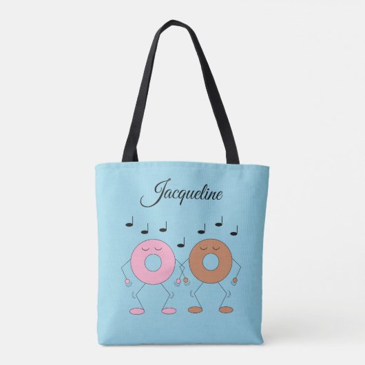 Tote Bag Donuts Dansants Bleu Bébé (Dos)
