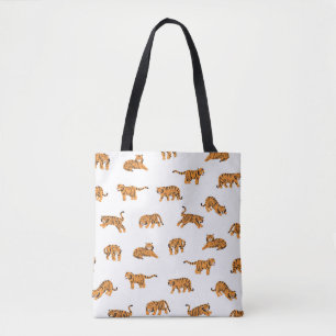 Tote Bag Doodle animal tigre japonais sans soudure main vin