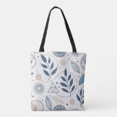 Tote Bag Doodle Botanique Bleu géométrique (Dos)