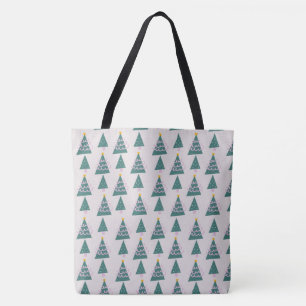 Tote Bag Doodle d'arbres mignons rose vert