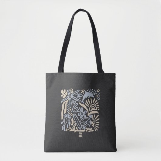 Tote Bag Doodle d'art de la vie océanique côtière (Devant)