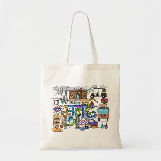 Tote Bag Doodle de la ville de Mumbai (Devant)