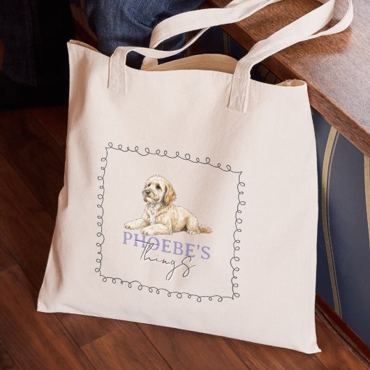 Tote Bag Doodle doré sur mesure Portrait Chiens