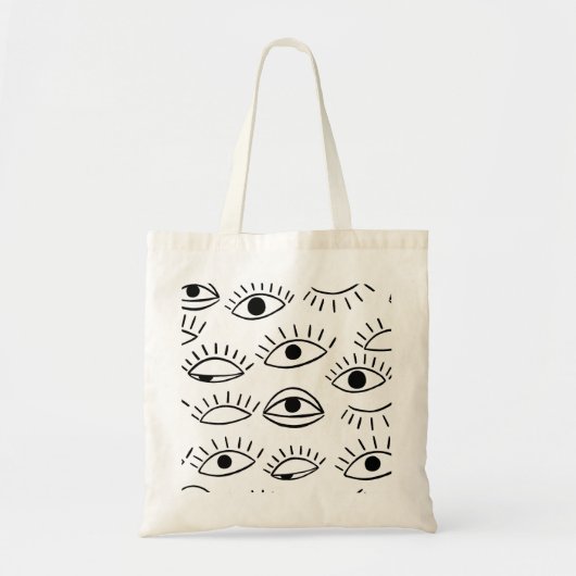 Tote Bag Doodle eye, motif créatif sans couture. (Devant)