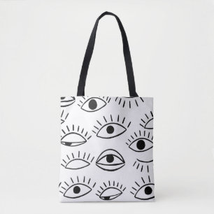 Tote Bag Doodle eye, motif créatif sans couture.