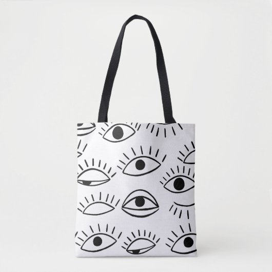 Tote Bag Doodle eye, motif créatif sans couture. (Devant)