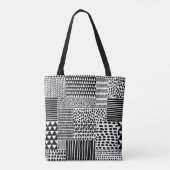 Tote Bag Doodle noir blanc : Ethnic Seamless (Dos)