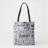 Tote Bag doodle robot element, illustrator line tools drawi (Devant)