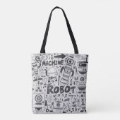 Tote Bag doodle robot element, illustrator line tools drawi (Dos)