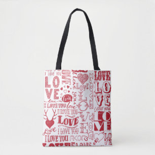 Tote Bag Doodles d'amour dessinés à la main
