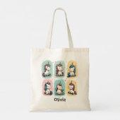 Tote Bag Doodles de licorne mignons (Dos)