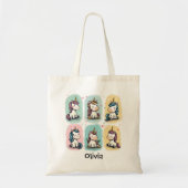 Tote Bag Doodles de licorne mignons (Devant)