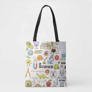 Tote Bag Doodles de science : Ensemble d'écoles à main.