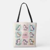Tote Bag Doodles Unicorne Whimsical mignon (Dos)