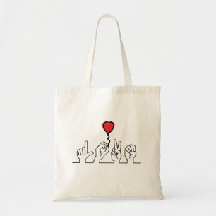Tote Bag Doof, l'amour gébarentaal - vivant. Ik hou van je.