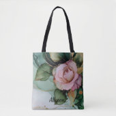 Tote Bag Doré romantique blush rose rose florale douche de (Devant)