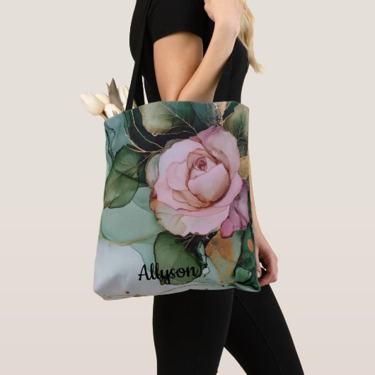 Tote Bag Doré romantique blush rose rose florale douche de (De près)