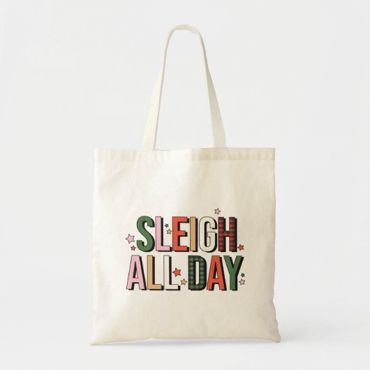 Tote Bag Dormir toute la journée Fêtes de Noël amusantes (Devant)