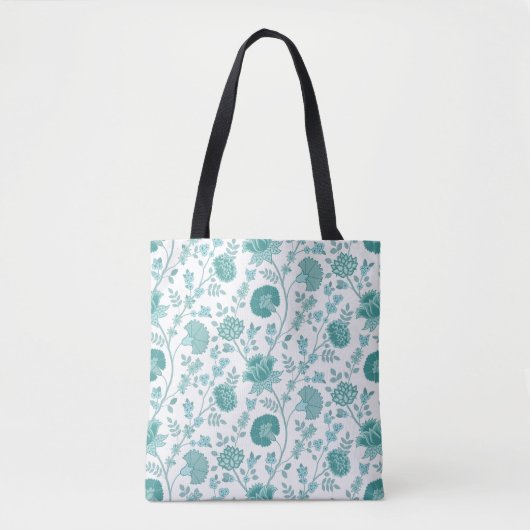 Tote Bag Dos de motifs floraux jacobéens sur blanc (Devant)