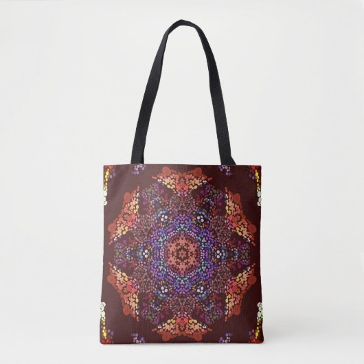 Tote Bag Dot Mandala Bleu orange et violet (Devant)