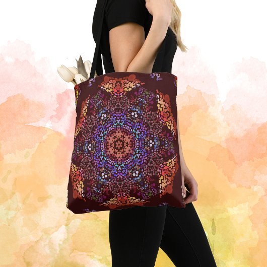 Tote Bag Dot Mandala Bleu orange et violet