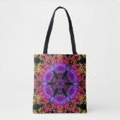 Tote Bag Dot Mandala Fleur violet orange et jaune (Devant)