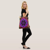 Tote Bag Dot Mandala Fleur violet orange et jaune (Sur le modèle)