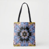 Tote Bag Dot Mandala Flower bleu et jaune (Devant)