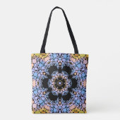 Tote Bag Dot Mandala Flower bleu et jaune (Dos)
