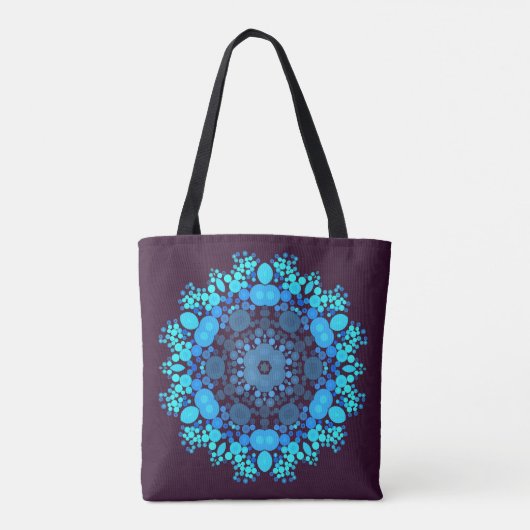 Tote Bag Dot Mandala Flower bleu et violet (Dos)