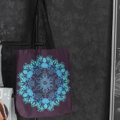 Tote Bag Dot Mandala Flower bleu et violet
