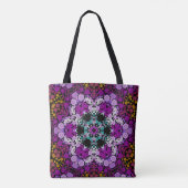 Tote Bag Dot Mandala Flower bleu rose et jaune (Dos)