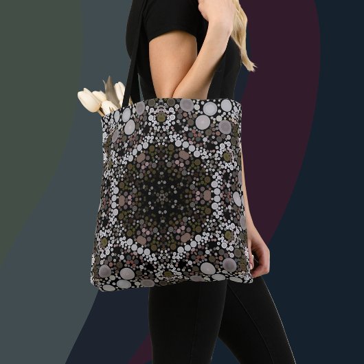 Tote Bag Dot Mandala Flower Brown et blanc