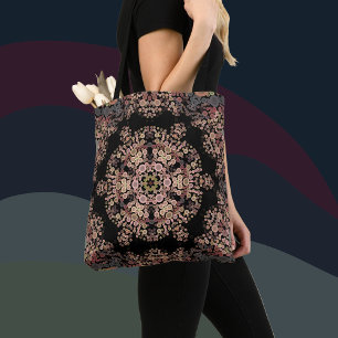 Tote Bag Dot Mandala Flower Brown et gris