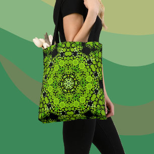 Tote Bag Dot Mandala Flower Green