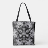 Tote Bag Dot Mandala Flower Gris et noir (Dos)