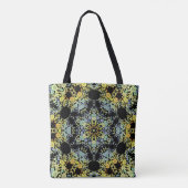 Tote Bag Dot Mandala Flower Jaune Bleu et gris (Dos)